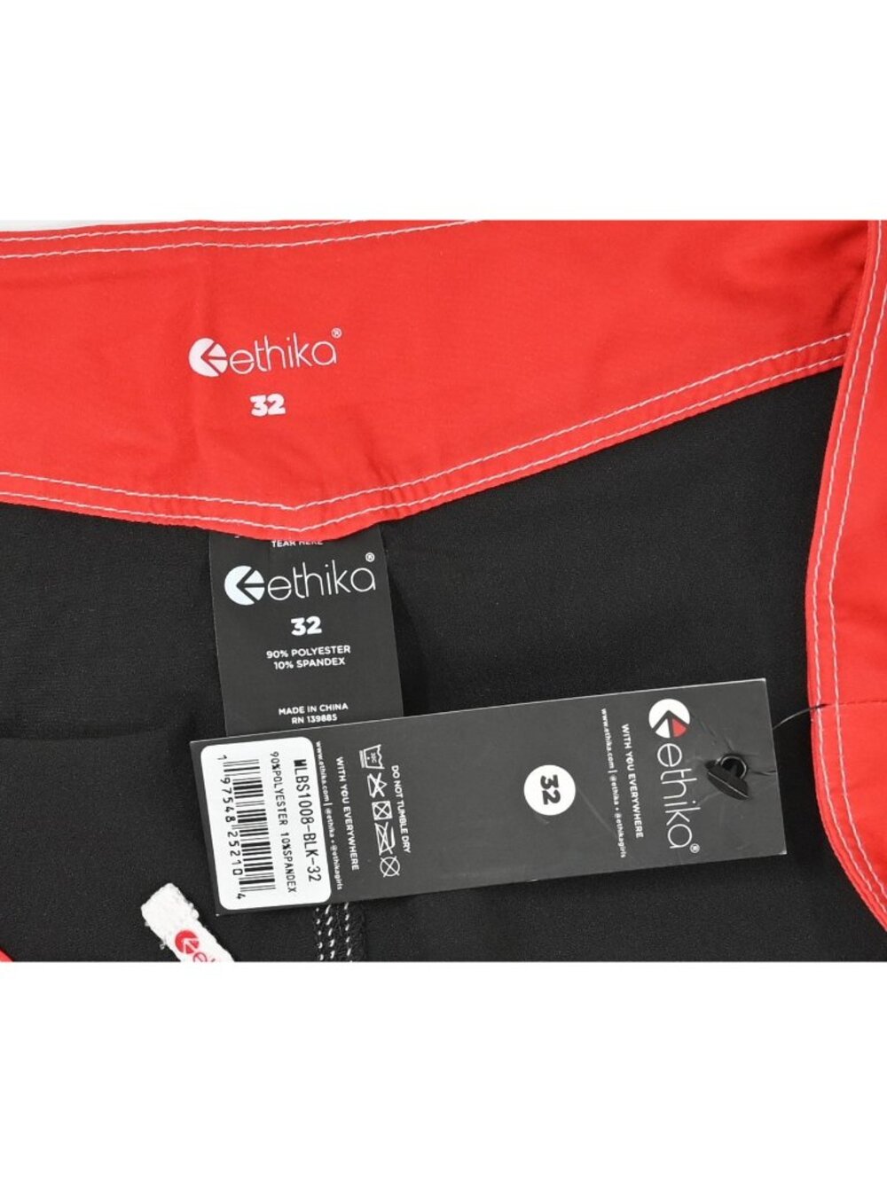 Ethika Board Shorts in Black & Red - Picture 2 of 3